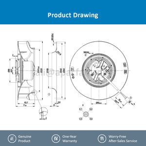 Ventilador Centrífugo ebmpapst R3G220-RC09-08 230VAC 51W 200-240V 0.47A 220mm EC de Velocidad Ajustable OEM/ODM con Rodamiento de Bolas y 1 Año de Garantía - Product Image 4