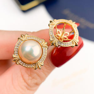 Accesorios de Plata S925 para DIY con Perlas, Hermosos Pendientes de Plata con Cuentas Redondas de 7-10mm, Bandeja Vacía para Pendientes 20884 - Product Image 1