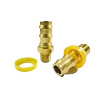Raccord hexagonal en laiton forgé de haute qualité avec filetage mâle, embout cannelé pour tuyau et bague jaune, raccord en laiton