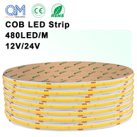 Tira de Luz LED COB sin Puntos, 24V, 480LEDs/m, Rollo de 10M, 3000K, Blanco Cálido, Cinta Flexible para Iluminación Interior