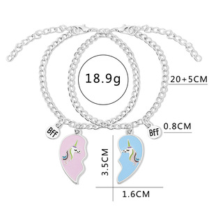 2 pz/<span class=keywords><strong>set</strong></span> carino migliore amico BFF coppia collana unicorno cuore ciondolo collane per donne ragazze cavallo gioielli regali per bambini - Product Image 6