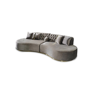Ensemble <span class=keywords><strong>de</strong></span> canapé sectionnel incurvé tufté tissu <span class=keywords><strong>de</strong></span> velours forme ronde en acier inoxydable pour matériau <span class=keywords><strong>de</strong></span> remplissage d'éponge d'hôtel <span class=keywords><strong>de</strong></span> centre commercial d'appartement - Product Image 2