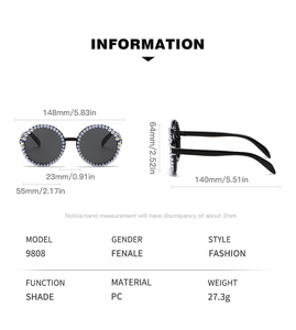 Las más nuevas sombras de moda Rhinestone de gran tamaño Diamante de lujo Mujeres Fabricante Logotipo personalizado Gafas de Sol de moda - Product Image 2