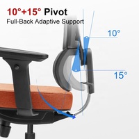 Chaise de bureau ergonomique en maille avec accoudoirs 3D, dossier inclinable, siège en mousse moulée haute densité, vérin à gaz classe 4, pivotante, pour bureau à domicile, certifiée BIFMA