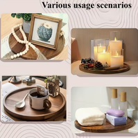 Ensemble de plateaux de service en bois, plateaux ronds pour le thé, le café, le petit-déjeuner, la cuisine, la salle à manger, la décoration de table du salon