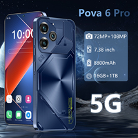 Pova6pro Version Globale Téléphone Professionnel Léger Android 14 Double SIM Smartphone 3G/4G 108MP Charge Sans Fil