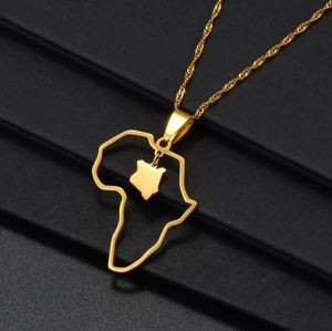 Collares con Colgante <span class=keywords><strong>de</strong></span> <span class=keywords><strong>Mapa</strong></span> <span class=keywords><strong>de</strong></span> África en Acero Inoxidable, Joyería al por Mayor, Mapas <span class=keywords><strong>de</strong></span> <span class=keywords><strong>Kenia</strong></span>, Congo, Nigeria, Sudán, Camerún, Collar con Cadena Dorada - Product Image 5