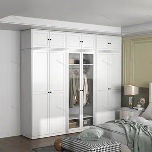 衣柜家居卧室新款带玻璃门衣柜简约现代钢储物衣柜