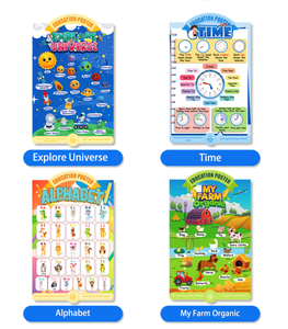 4 pezzi per set <span class=keywords><strong>Poster</strong></span> educativo impermeabile e resistente allo strappo per i bambini che imparano il tempo/alfabeto/la mia fattoria biologica/universo - Product Image 2
