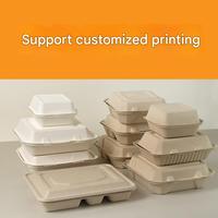 Envases de Alimentos Desechables Biodegradables y Compostables con Logotipo Personalizado, Aptos para Microondas, con Tapa, de Pulpa de Fibra de Caña de Azúcar