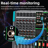 Console audio professionnelle PA6 6 canaux avec effets de réverbération intégrés 256, mixeur audio