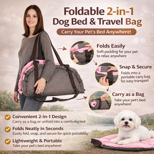 Sac de transport pliable 2 en 1 pour chien, tapis de couchage portable, sac à bandoulière pour les voyages en plein air - Product Image 1