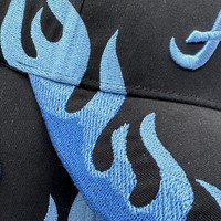 Casquette de baseball personnalisée avec broderie flamme bleue, logo 3D, personnalisation OEM, panneau avant structuré, Gorras de sport pour hommes