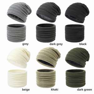 Unisex Winter Beanie Hats Scarf Set Warm Knit Hat Thick Fleece Lined Slouchy Skull Cap Beanies <b>Neck</b> <b>Warmer</b> 2 Pcs Chapeau - Product Image 2