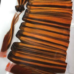 Extensiones de cabello de trama de máquina virgen de doble dibujado 100% Máquina de costura Extensión de trama de cabello humano de color de doble trama - Product Image 2