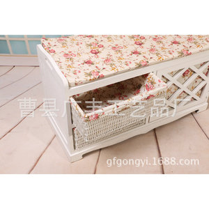Solid Wood <b>Storage</b> <b>Stool</b> <b>With</b> Drawer And Cabinet White Traditional Design For Home Use - Product Image 3