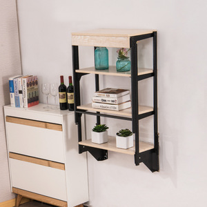 HOMEMORE Multifunctional Wall Mount Wood Smart <b>Table</b> <b>Metal</b> Space Saving Furniture <b>Folding</b> Dining S5101 <b>Folding</b> Wall <b>Table</b> S5101 - Product Image 2
