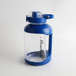 Botella de Agua Deportiva de Plástico Tritan de 88 oz con Marcador de Tiempo, Asa y Pajita, Ecológica, Color Azul Marino Sólido, para Adultos - Product Image 1