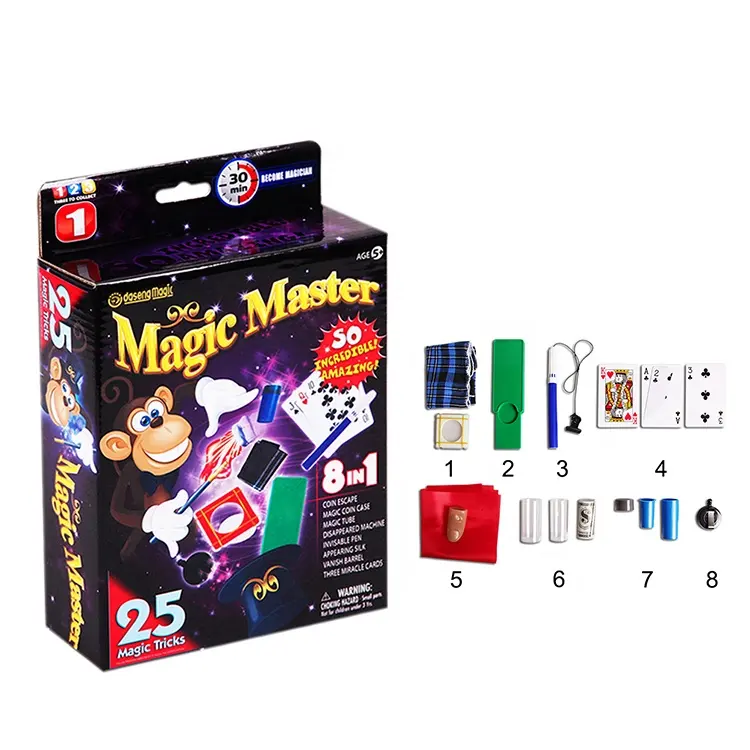 hot selling 8 Magic props with 25 Magic Tricks Game Set For Teenagers