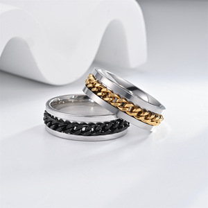 Cincin Putar Stainless Steel Gaya Sederhana 8mm Model Tutup Botol Bir untuk Wanita dan Pria Grosir - Product Image 1
