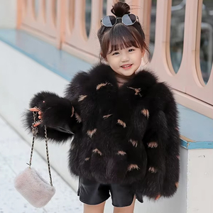 All'ingrosso per bambini in inverno addensa <span class=keywords><strong>pelliccia</strong></span> di volpe <span class=keywords><strong>nera</strong></span> giacca di <span class=keywords><strong>pelliccia</strong></span> vera e soffice per bambini - Product Image 1