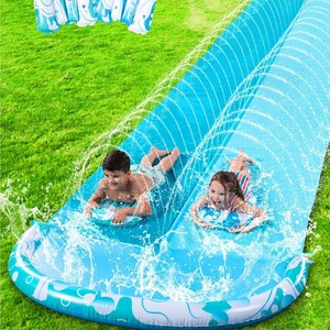 Toboggan aquatique gonflable double avec piscine orange pour enfants, jeux en plein air, matériau PVC, capacité 100-500 kg - Product Image 3