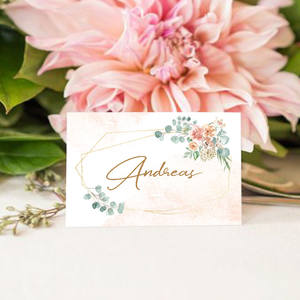 Cartes de <span class=keywords><strong>nom</strong></span> de table et de réception de mariage haut de gamme personnalisées, estampées à chaud, style rose, collection First Love - Product Image 2