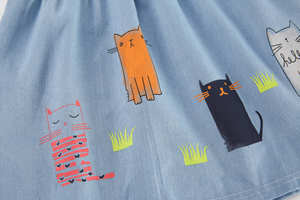 ชุดเดรสเด็กผู้หญิงน่ารักลายแมวผ้าเดนิมสำหรับเด็กอายุ 1 ปี จากประเทศจีน - Product Image 4