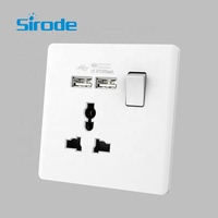 Sirod T10 Series estándar británico ultradelgado Color blanco 1 Gang 5 pines multifunción enchufe conmutado de pared eléctrico para el hogar
