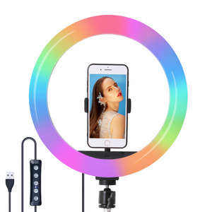 Production en usine professionnelle, vente en gros, mini lampe de téléphone multicolore, selfie professionnel, lumière annulaire changeante rvb - Product Image 1