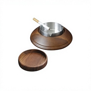 Cendrier à cigarettes en bois et en acier Taille et forme personnalisées Cendrier à fumer pour accessoires de table - Product Image 1