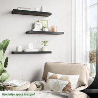 Étagères murales flottantes rectangulaires en bois modernes et durables, étagère décorative élégante avec support dissimulé, présentoir pour salon et chambre à coucher