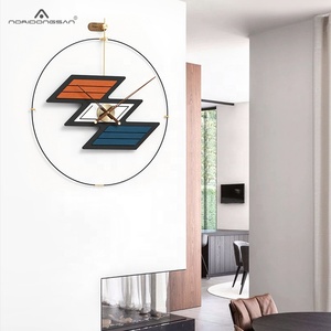 Emitdoog lớn đồng hồ treo tường sang trọng đồng hồ lớn trang trí nhà kim loại đồng hồ treo tường sợi thủy tinh hiện đại 3D nghệ thuật đồng hồ Ấn Độ - Product Image 6