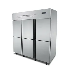 대량 공냉식 6 도어 업라이트 냉동고 냉장고 상업용 레스토랑 1312L 수직 쿨러 냉장고