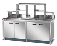 Meja Kerja Stainless Steel untuk Restoran, Dapur, Kedai Kopi, Bar, Peralatan, Stasiun Kerja Persiapan, Meja Bubble Tea dengan Wastafel