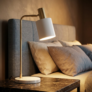 Lámpara de Mesa Moderna de Metal con Forma Rectangular, Acabado Negro y Dorado, Luz LED Cálida Blanca para Dormitorio y Oficina - Product Image 2