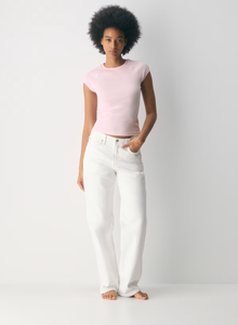 T-<span class=keywords><strong>shirt</strong></span> côtelé personnalisé pour <span class=keywords><strong>femme</strong></span>, col rond, coupe ajustée, manches raglan, toucher doux en coton, idéal pour le quotidien - Product Image 2