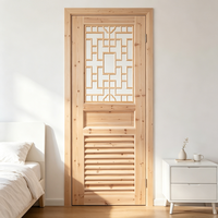 Porte intérieure en bois massif de style campagnard avec grille en bois rétro, décoration de style cottage