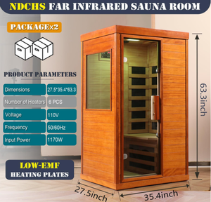 <span class=keywords><strong>Sauna</strong></span> Interior de Madera Personalizada para una Persona con Terapia de Luz Roja y Vidrio Templado - Product Image 2