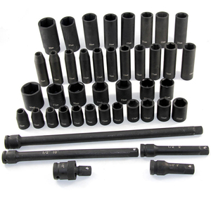 43 pcs 1/2 "đen 6 điểm tiêu chuẩn và sâu Metric mở rộng thanh phổ Doanh tác động ổ cắm bộ - Product Image 3