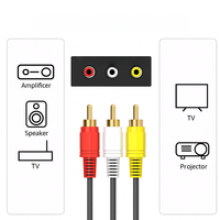 Câble audio-vidéo 3RCA mâle-mâle, connecteur RCA, gaine en PVC, conducteur en cuivre nu pour projecteur, moniteur, home cinéma, stéréo