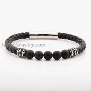 <span class=keywords><strong>Bracelet</strong></span> en <span class=keywords><strong>cuir</strong></span> tressé et perles pour <span class=keywords><strong>homme</strong></span>, bijoux personnalisés, à la mode, en pierres naturelles, tendance, - Product Image 2