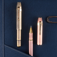 Stylo Rollerball Alpha Court en Laiton Massif, Stylo à Encre à Base d'Eau pour Usage Professionnel et de Bureau