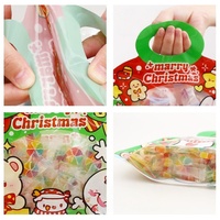 Sacs d'emballage de bonbons en plastique portables de haute qualité avec motif de Noël de dessin animé, autoportants, réutilisables, en PET premium, vente en gros