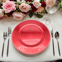 Assiette de Présentation Moderne Personnalisée en Plastique PP Faite à la Main, 13 Pouces, Motif Végétal, Style Classique, pour Mariages, Festivals et Fêtes