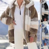 Veste en peluche grande taille pour hommes Manteau en velours à capuche Colorblock Vestes pour hommes 2021
