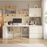 Ensemble de bureau minimaliste en bois XHA avec étagères et tiroirs de rangement pour l'organisation de l'espace de travail à domicile ou au bureau