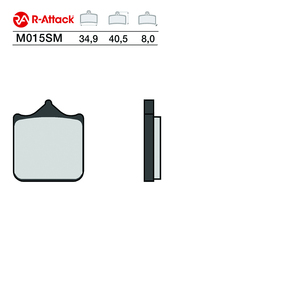 R-Attack M015SM ผ้าเบรกแบบซินเทอร์ด ด้านหน้า 34.9x40.5x8.0 มม. สีทองแดง ได้รับการรับรอง R90 - Product Image 1