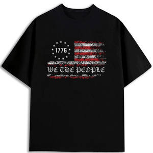 Camiseta de Hombre de 180 g/m² con Bandera de EE. UU., 100 % Algodón, Corte Regular, Envío desde Almacén en EE. UU. - Product Image 1