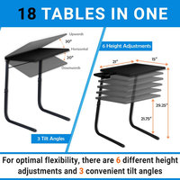 Plateau Tv portable pliable en aluminium, support de Table, avec 6 réglage de la hauteur et 3 angles, pour téléviseur, support de Table d'ordinateur et d'ordinateur